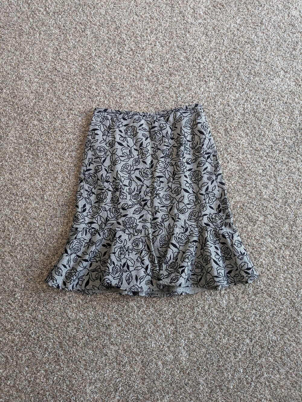 Y2K Ann Taylor Loft Floral Wool Blend Fit And Flare Skirt Size 6